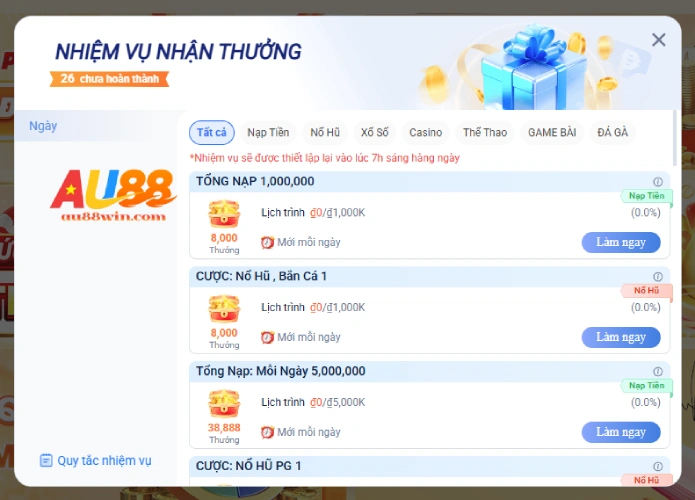 Thời Gian Khuyến Mãi Nhiệm Vụ Ngày MMLIVE